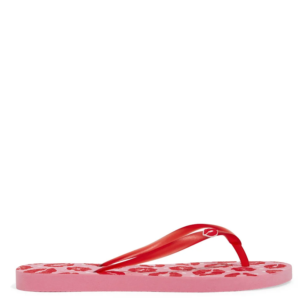 Chinelo Flip Flop Rosa Borracha Estampa Beijo - vista 1 de 4