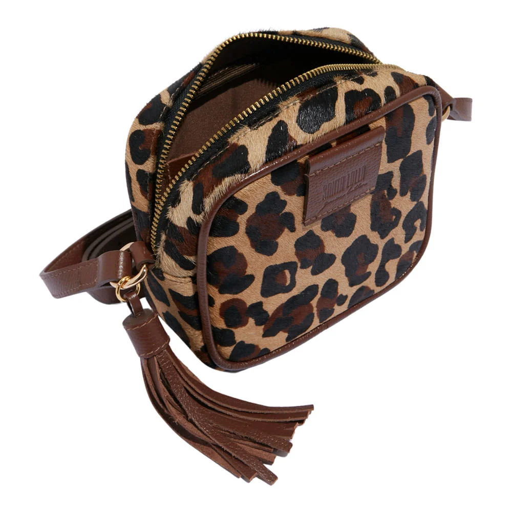 Bolsa Camera Bag Couro Estampa Pelo Onça - vista 3 de 3