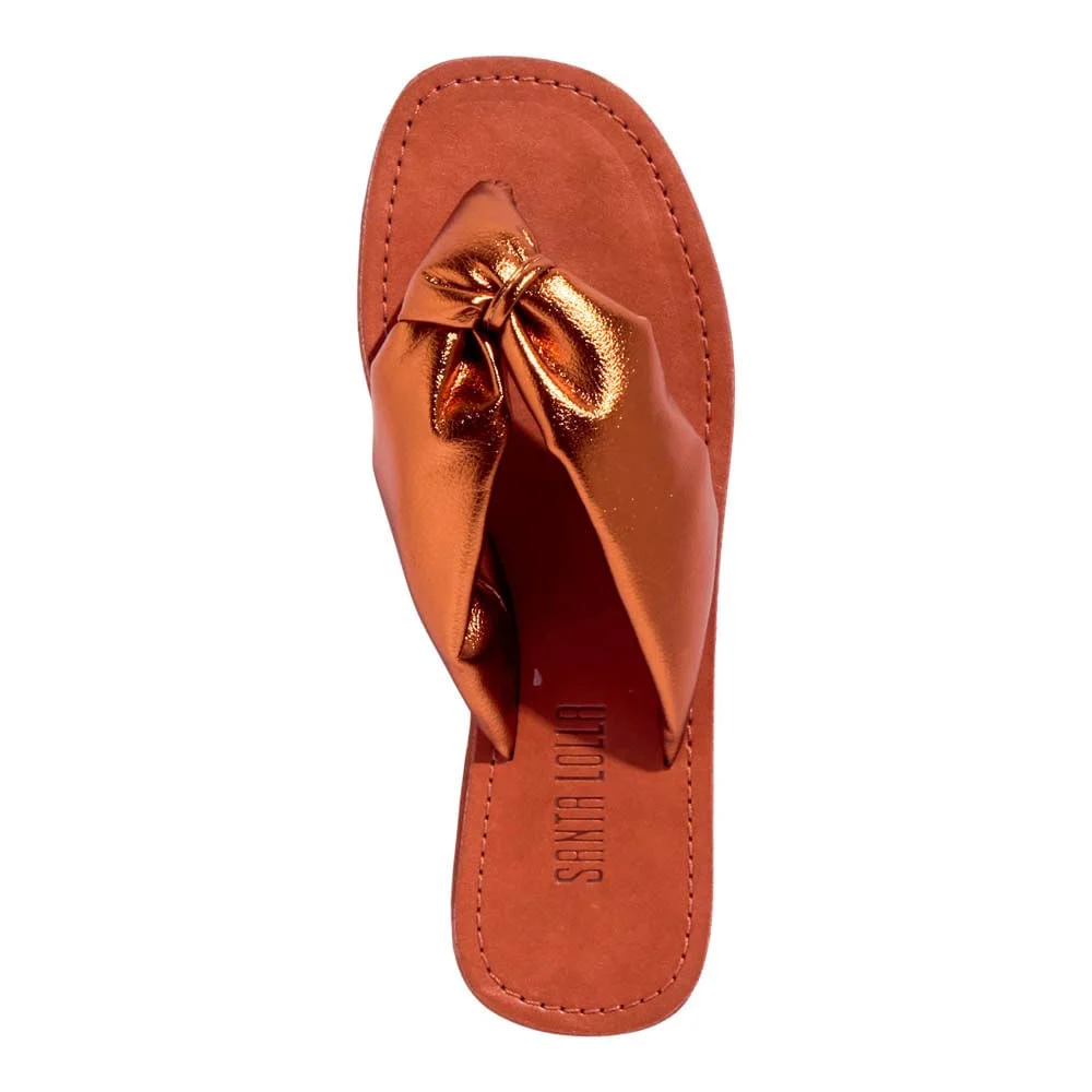Rasteira Puff Metalizada Ecoform Crinkle Bronze - vista 4 de 4