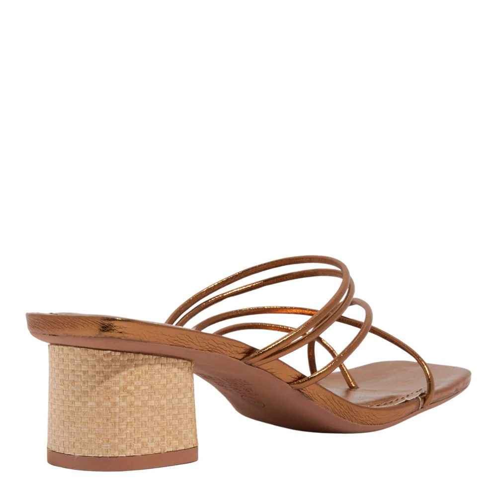Mule Tiras Soft Metalizado Salto Bloco Bronze - vista 3 de 3