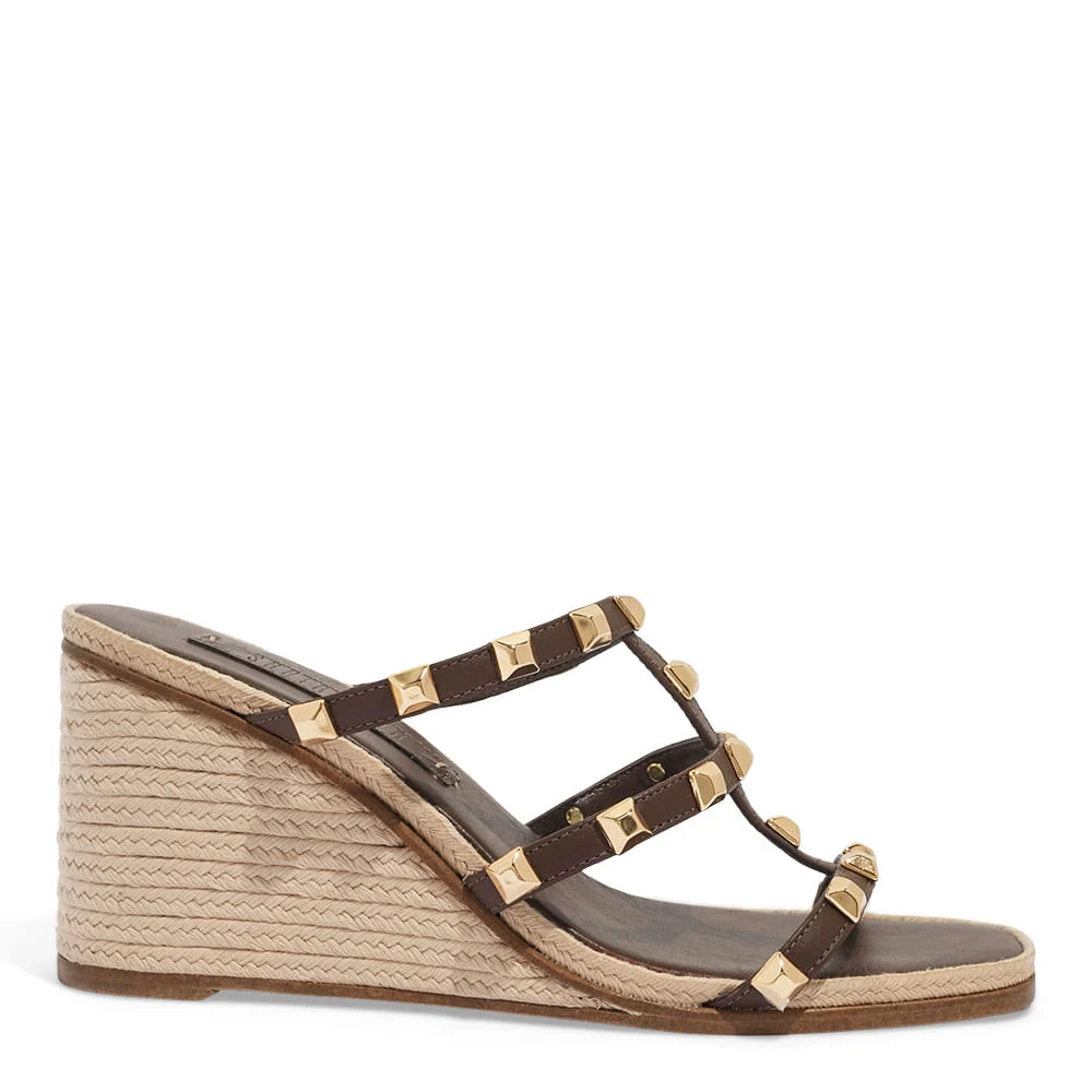 Mule Espadrille Spikes Couro Confort Marrom - vista 1 de 3