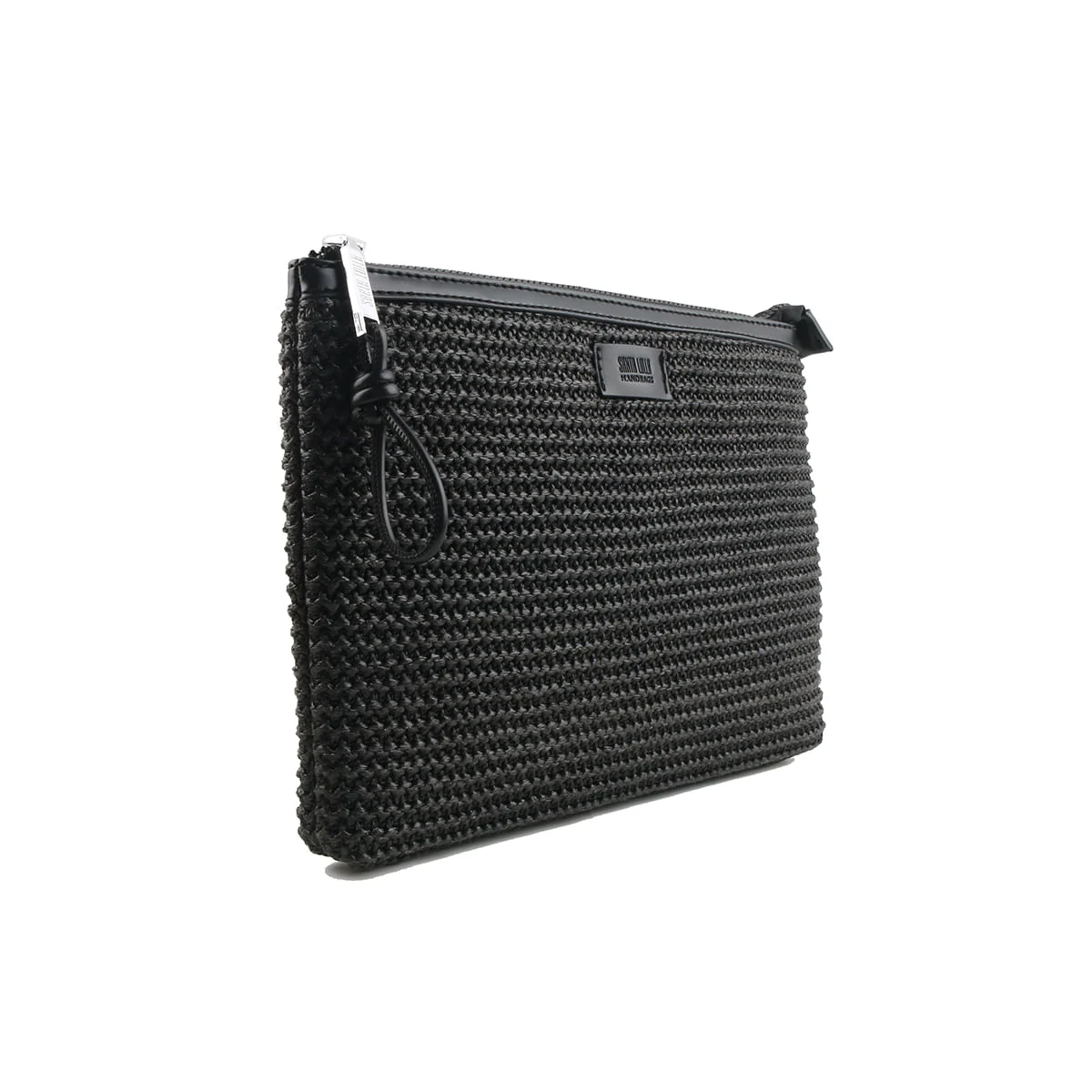 Clutch Grande Palha Tramado Preta - vista 2 de 6