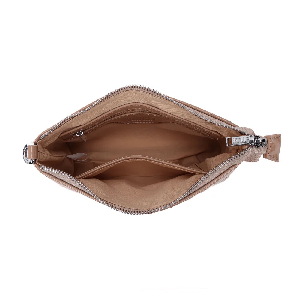 Bolsa Clutch Bege Ballet Envernizada Transversal - vista 4 de 6