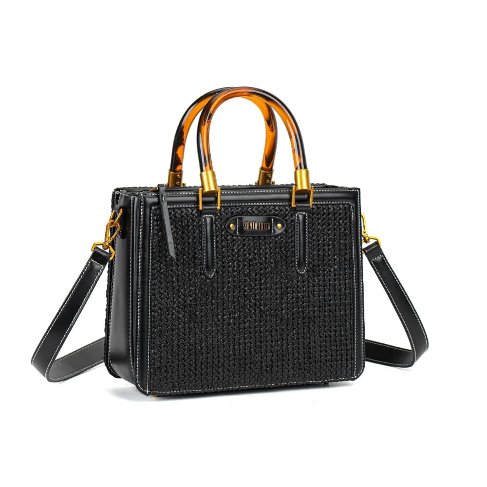 Bolsa Tote Tramado Preta Duas Alças - vista 1 de 6