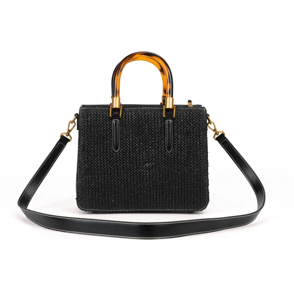 Bolsa Tote Tramado Preta Duas Alças - vista 6 de 6
