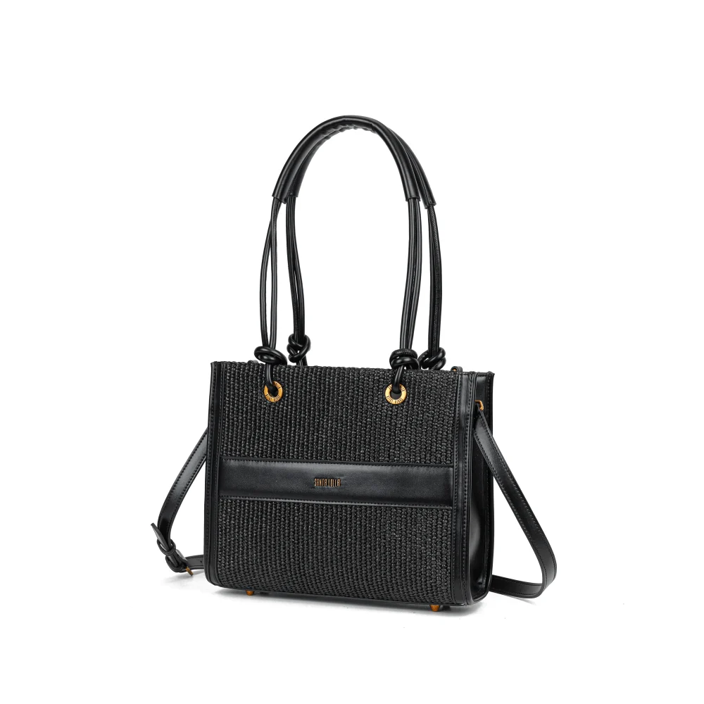 Bolsa Tote Tramado Preta Duas Alças - vista 3 de 7