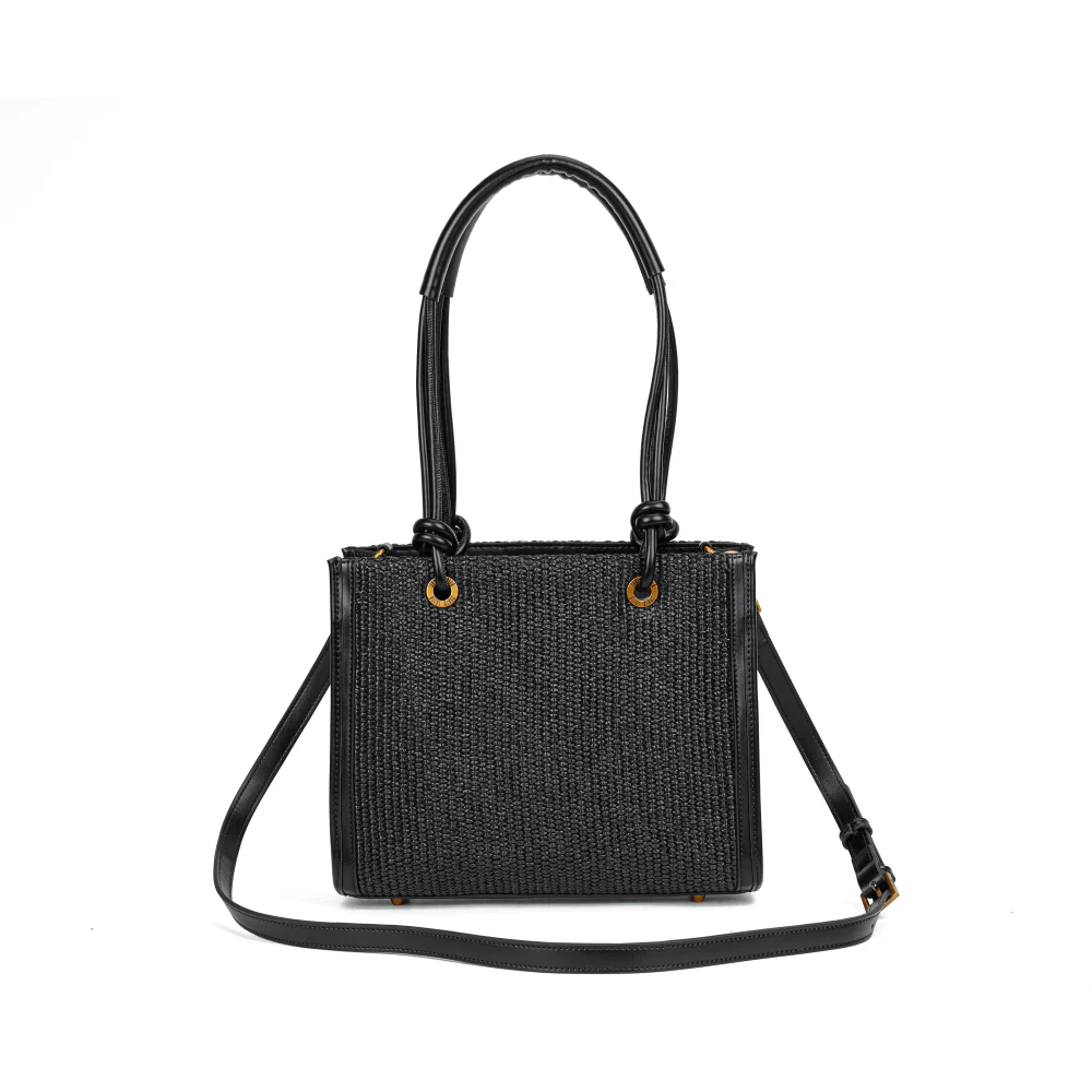Bolsa Tote Tramado Preta Duas Alças - vista 6 de 7