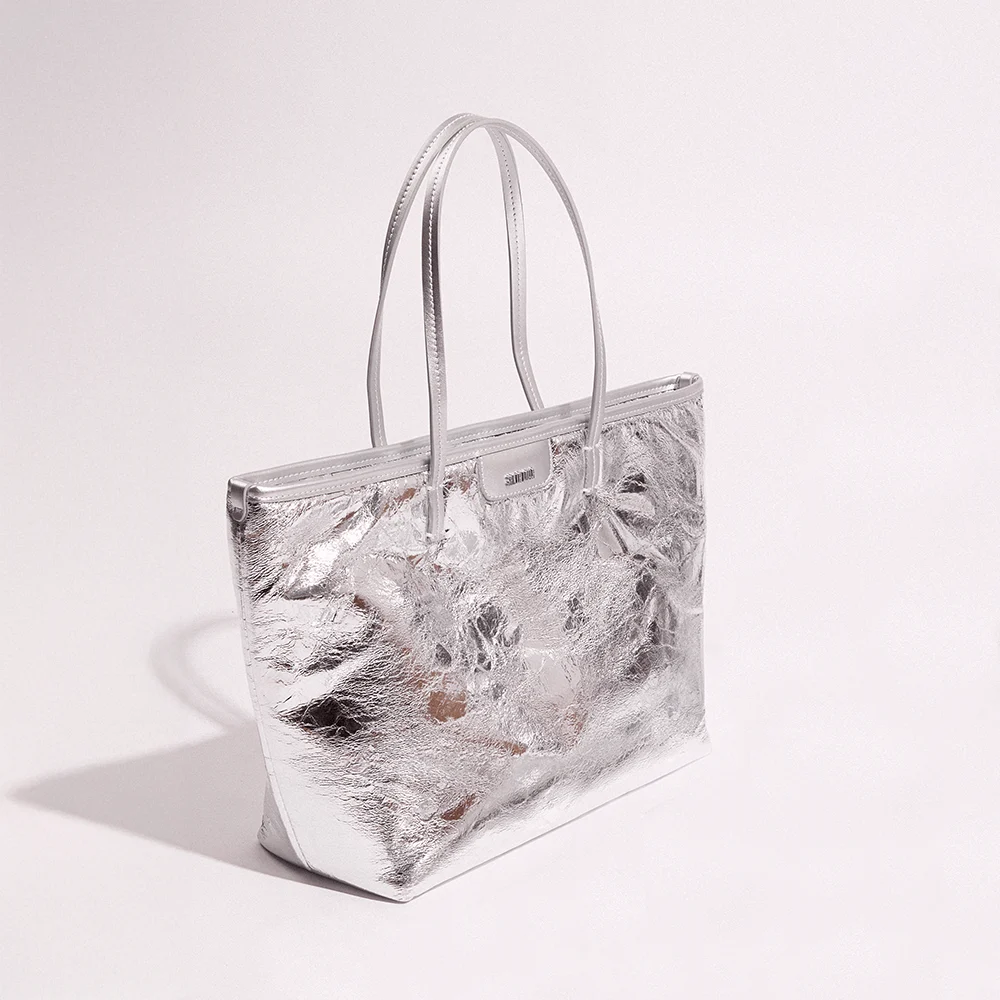 Bolsa Shopper Prata Metalizado Crinkle - vista 2 de 9