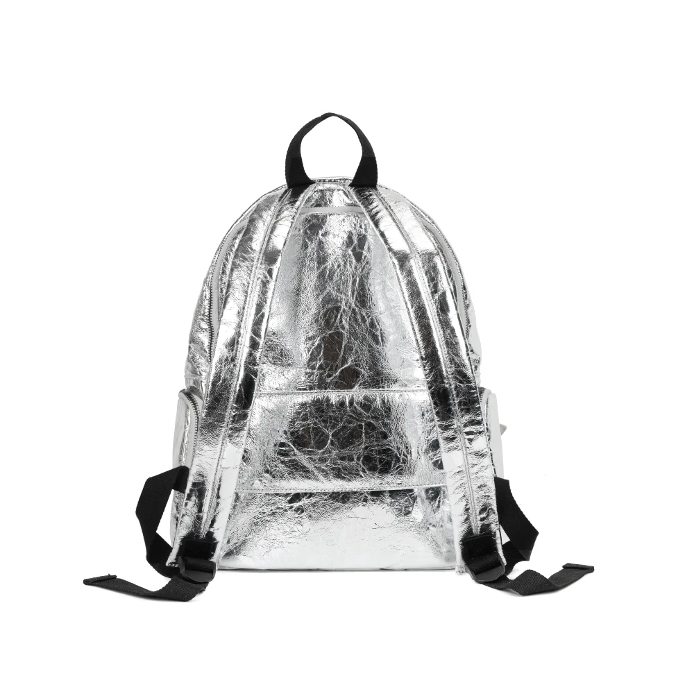 Mochila Prata Metalizada Crinkle - vista 7 de 9
