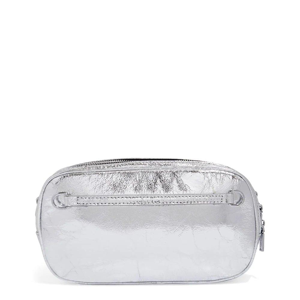 Bolsa Pochete Metalizada Crinkle Prata - vista 5 de 5