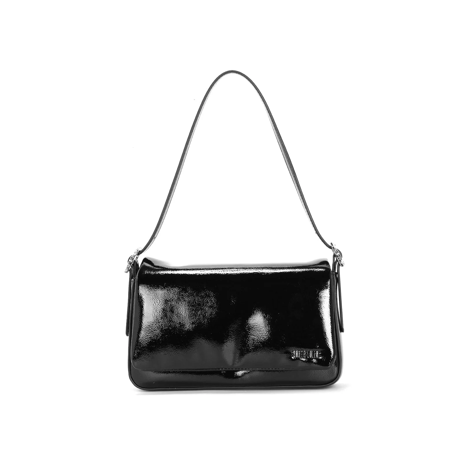 Bolsa Baguete Verniz Glossy Preta Alça De Ombro - vista 2 de 4