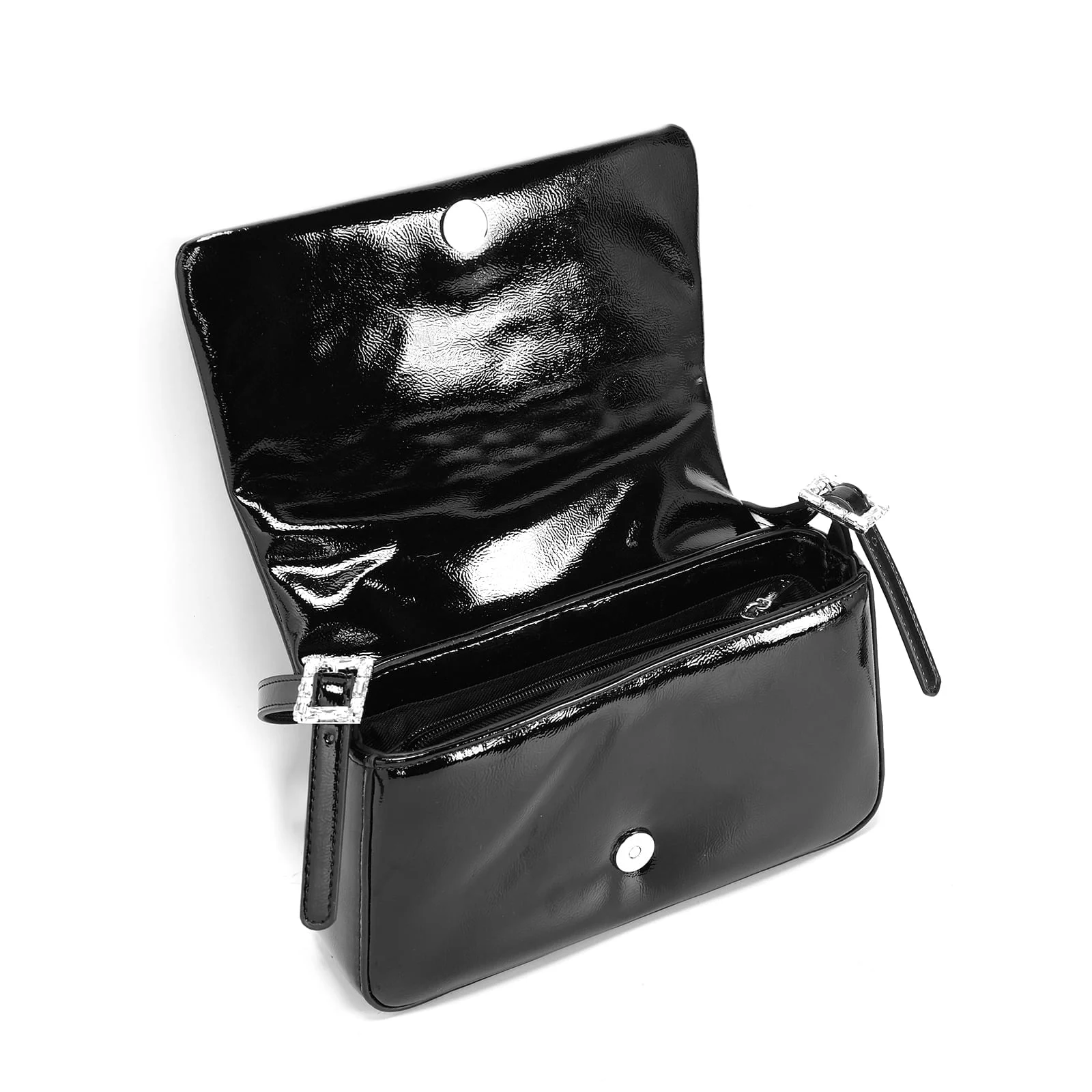 Bolsa Baguete Verniz Glossy Preta Alça De Ombro - vista 4 de 4