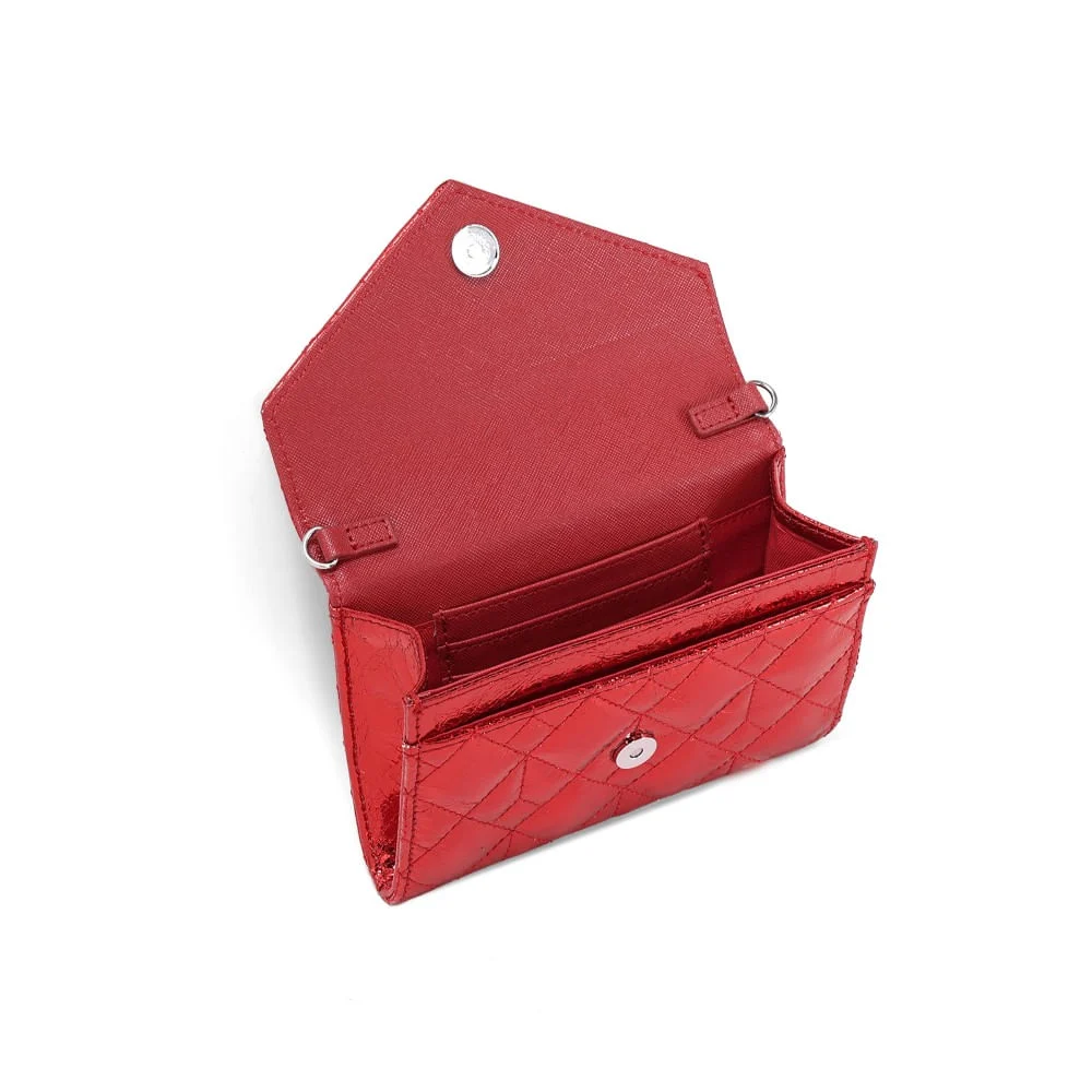 Bolsa Carteira Transversal Metalizada Crinkle Vermelha - vista 3 de 3