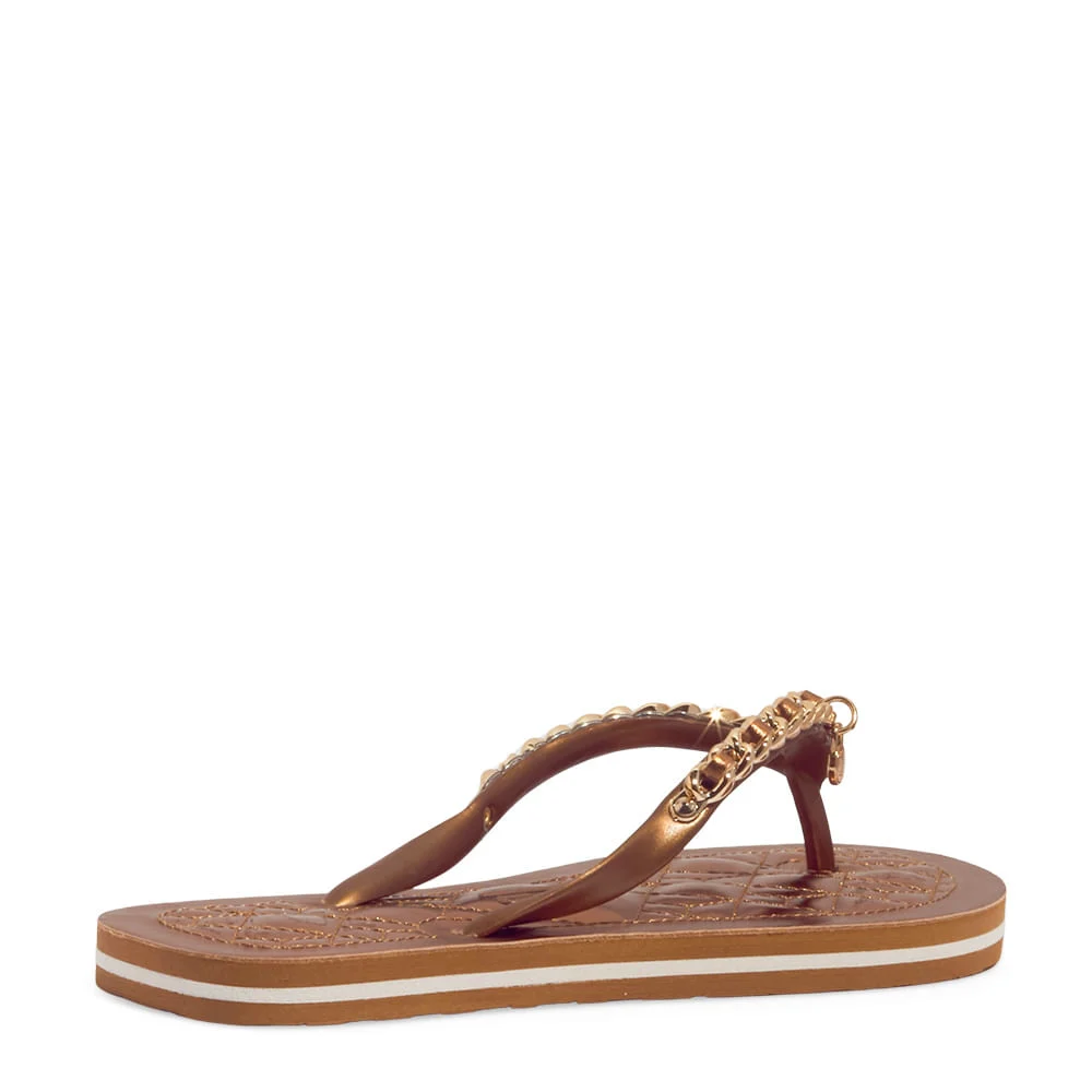 Chinelo Flip Flop Napa Metalizado Corrente Bronze - vista 3 de 4