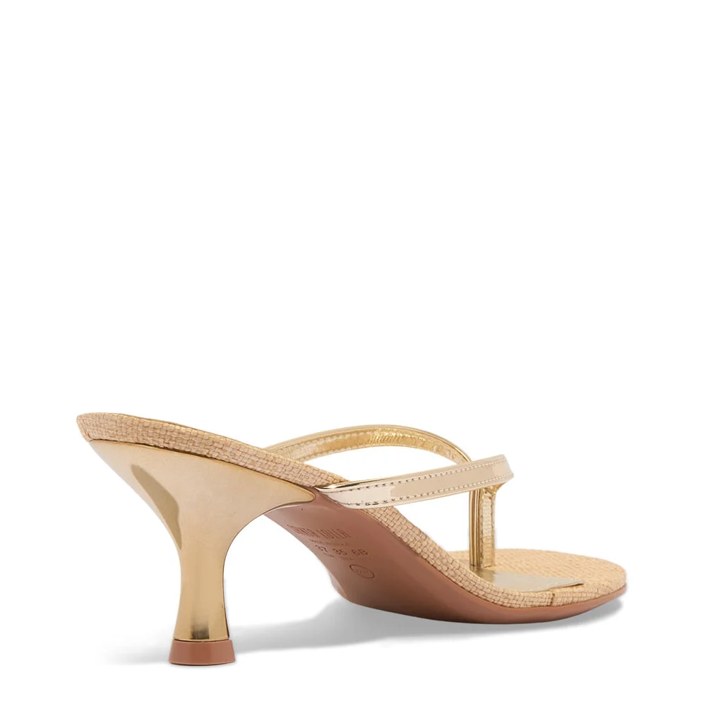 Mule Specchio Dourado Salto Baixo Fino - vista 4 de 4