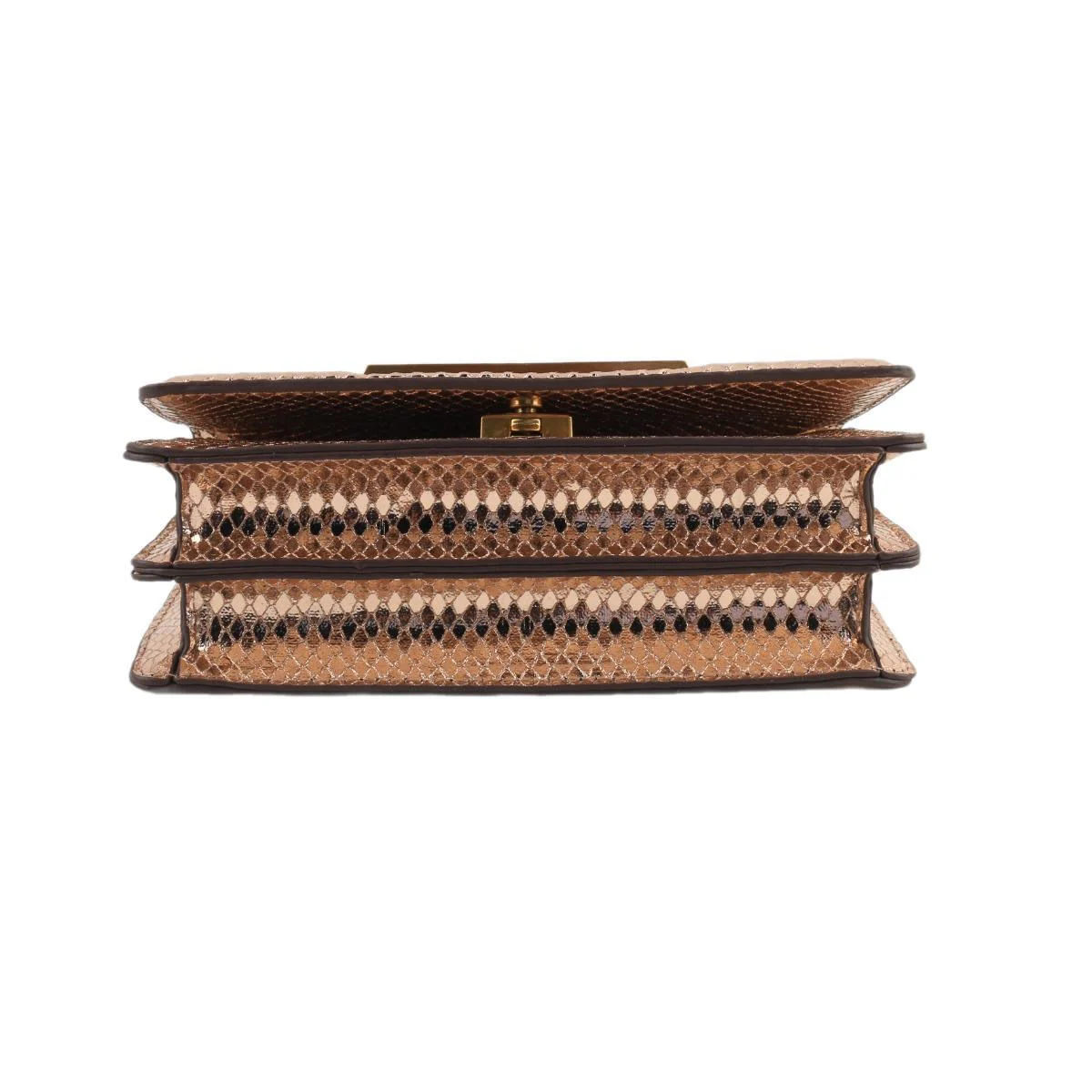 Bolsa Dourada Metalizada Snake Alça Corrente Transversal - vista 5 de 6