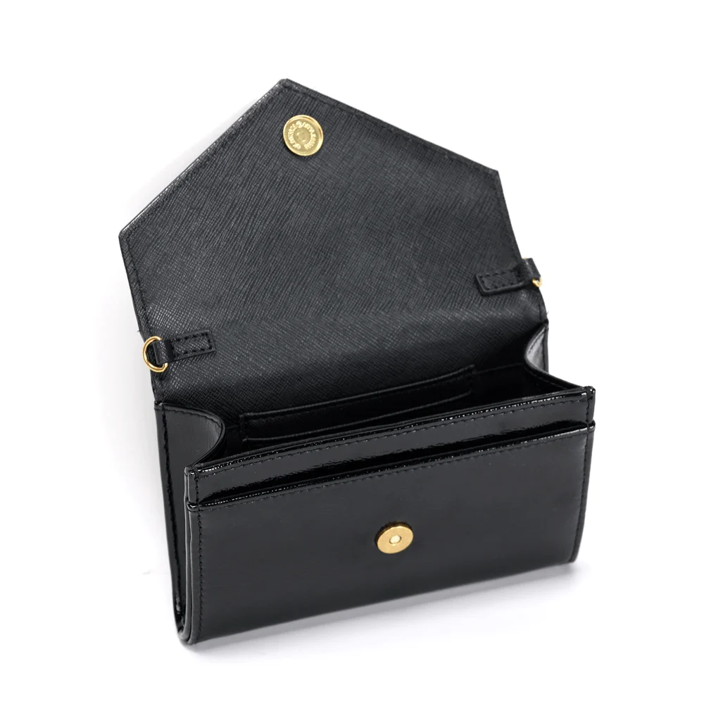 Bolsa Carteira Glossy Preta Alça Transversal - vista 3 de 3