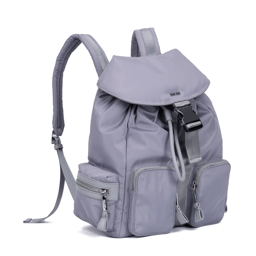 Mochila Grande Nylon Cinza - vista 2 de 6