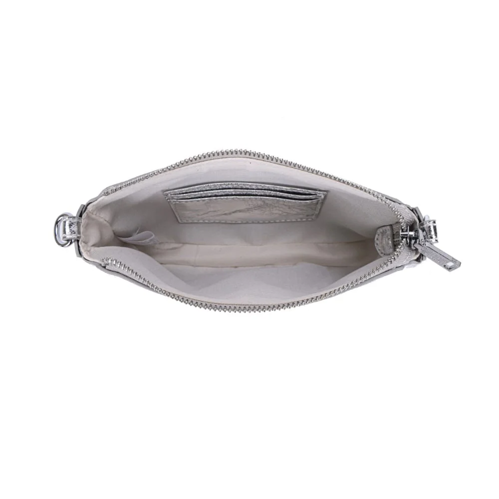 Bolsa Pequena Metalizada Crinkle Prata Alça Transversal - vista 4 de 7