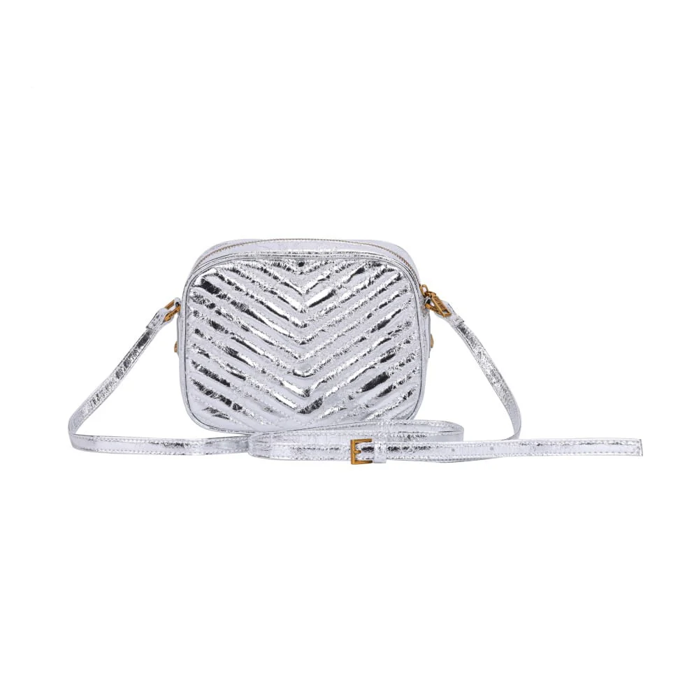 Bolsa Pequena Metalizada Crinkle Prata Alça Transversal - vista 7 de 7