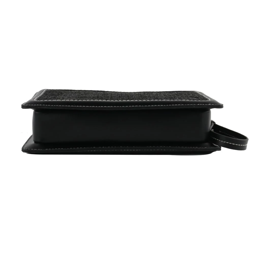 Clutch Tramado Preto Alça de Mão - vista 4 de 5