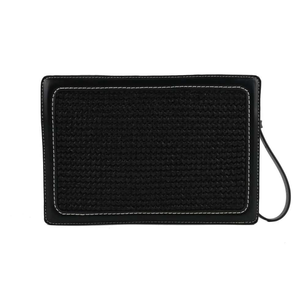 Clutch Tramado Preto Alça de Mão - vista 5 de 5