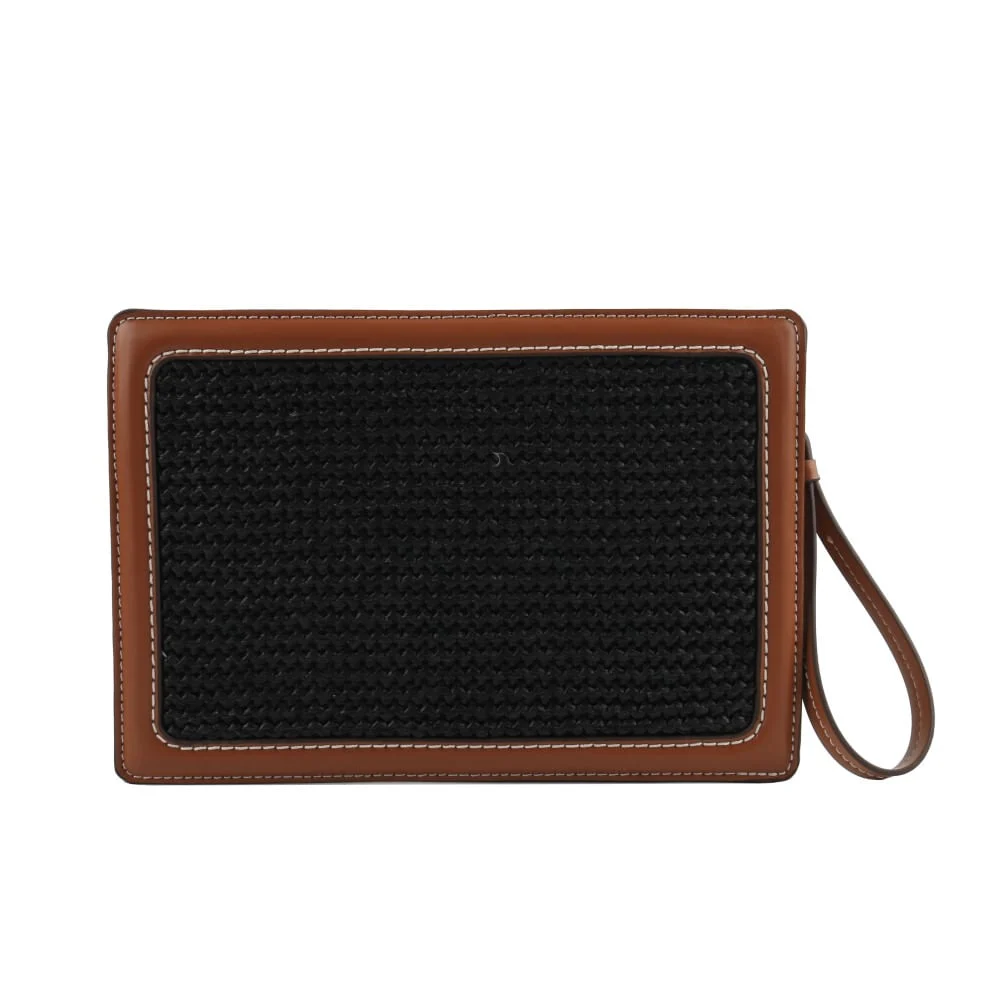 Clutch Tramado Marrom Safari Alça de Mão - vista 5 de 5