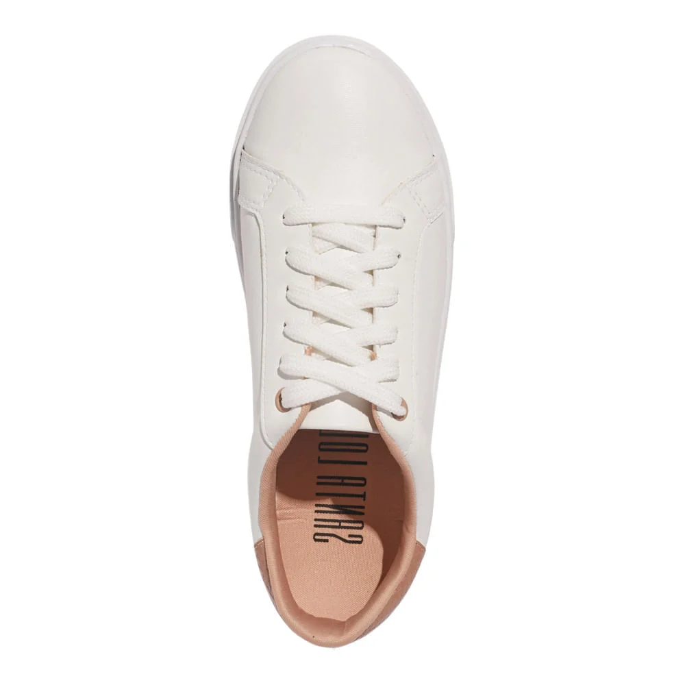 Tênis Floater Lux Branco E Rosa Recortes - vista 3 de 5