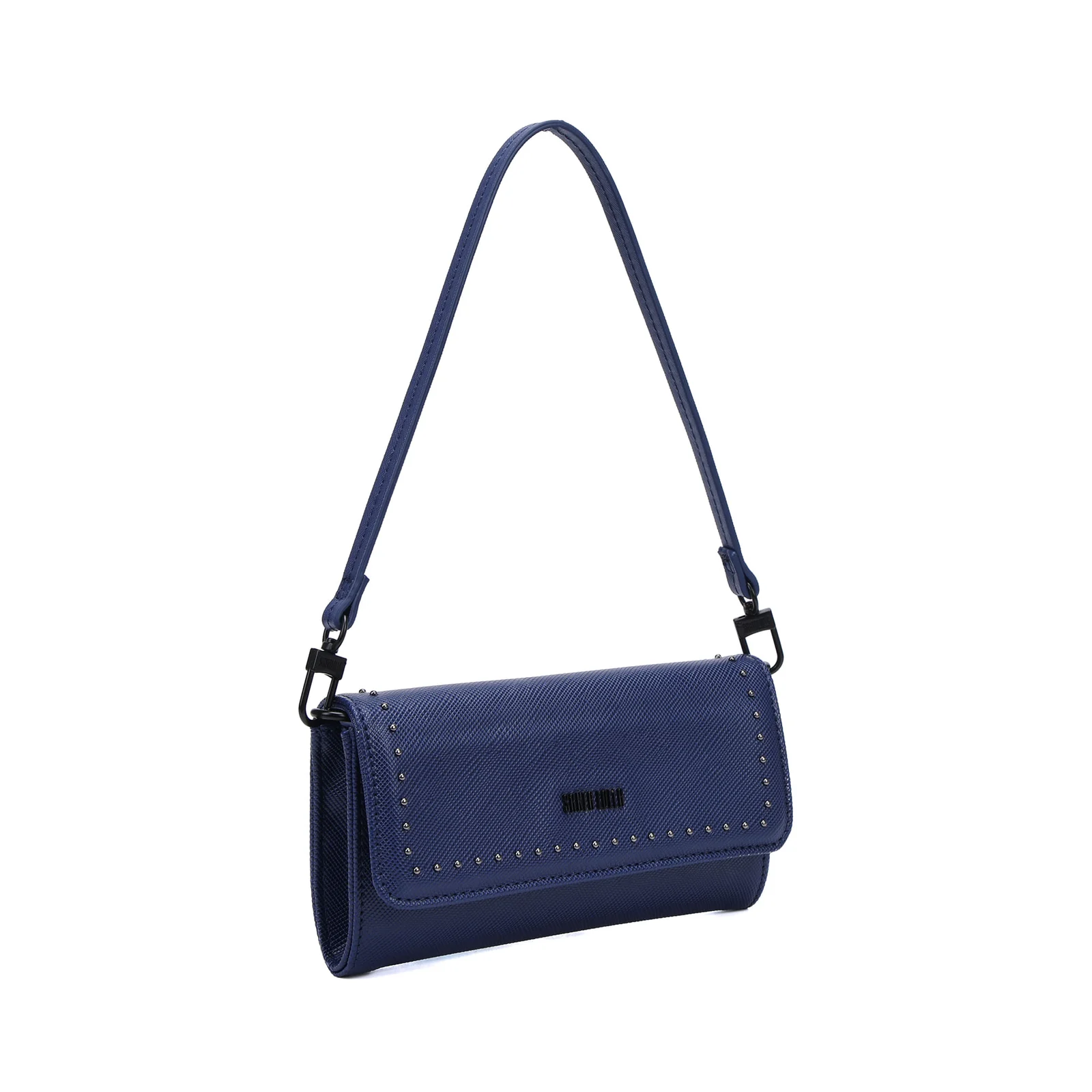 Bolsa Carteira Pequena Risco Azul Escuro Alça De Ombro - vista 2 de 4