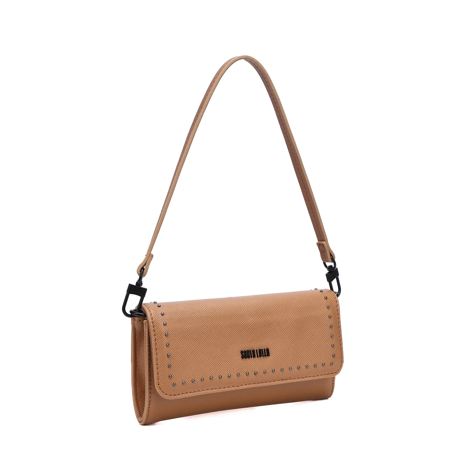 Bolsa Carteira Pequena Risco Caramelo Alça De Ombro - vista 2 de 4