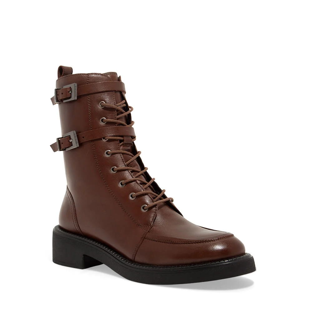 Bota Coturno Couro Confort Cano Médio Marrom - vista 2 de 3