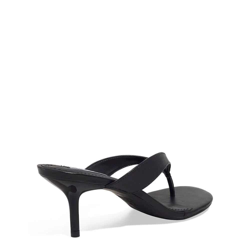 Mule de Dedo Couro Pelica Soft Preto Salto Fino - vista 3 de 3