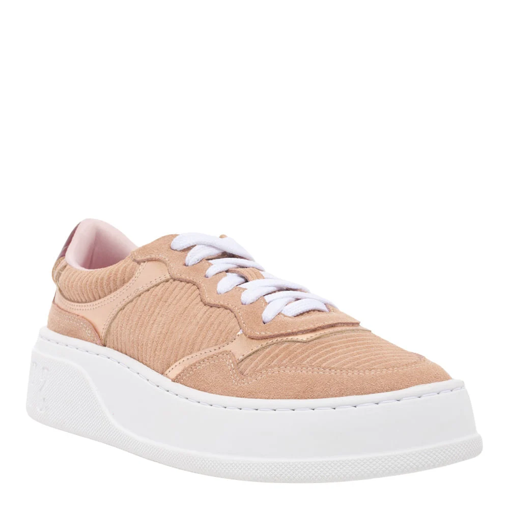 Tênis Flatform Couro Camurça Recortes Rose - vista 2 de 5