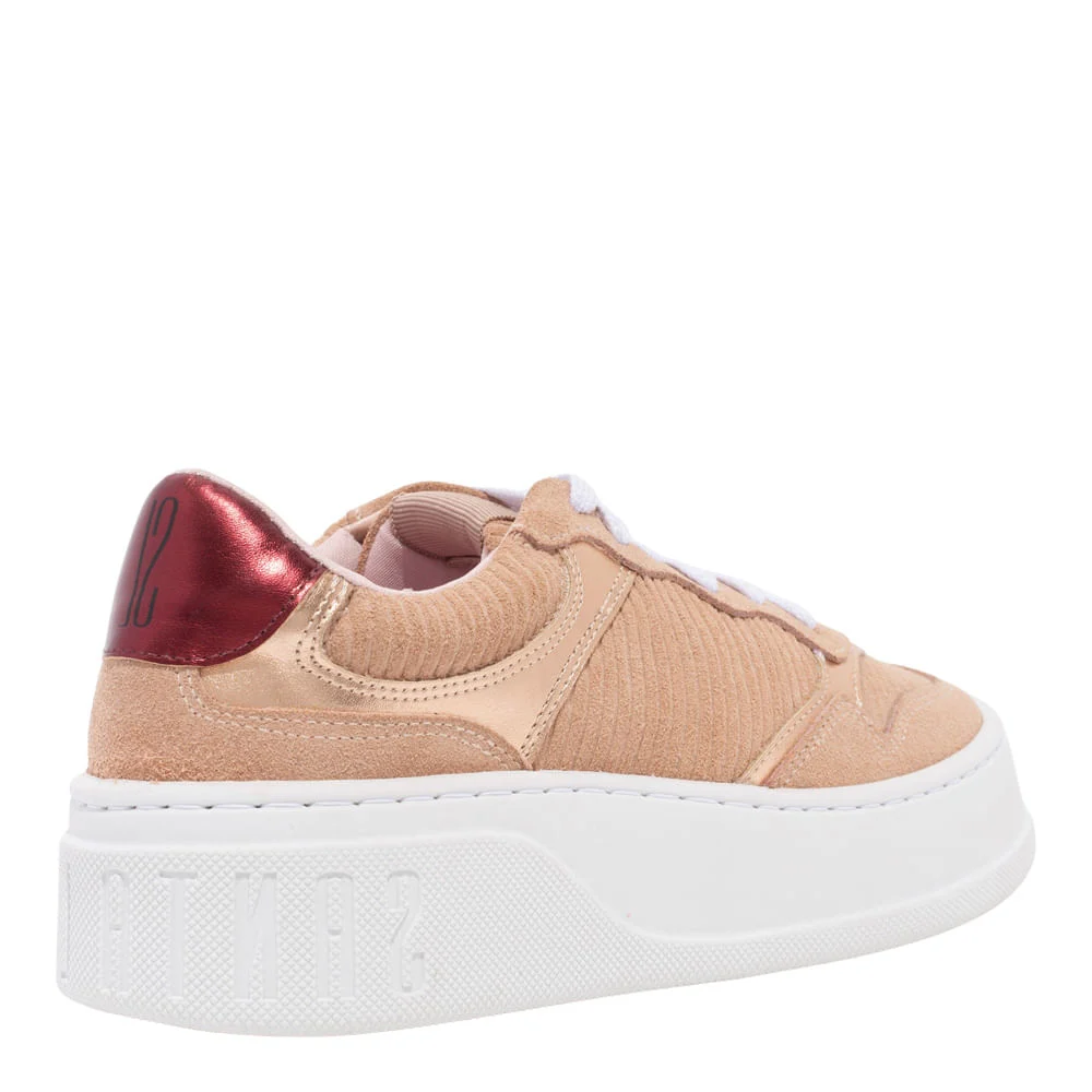 Tênis Flatform Couro Camurça Recortes Rose - vista 4 de 5