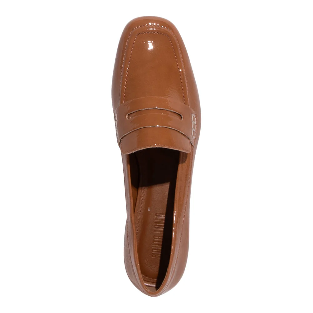 Mocassim Verniz Show Caramelo Bico Quadrado - vista 3 de 4