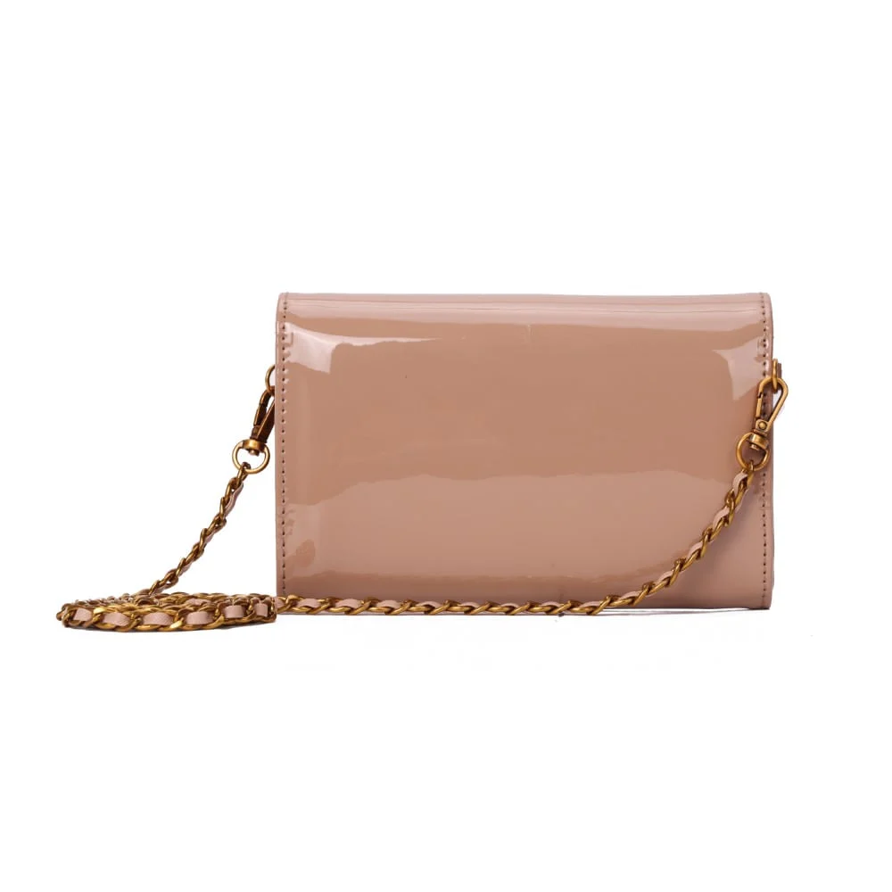 Bolsa Carteira Verniz Rose Alça De Ombro - vista 4 de 5