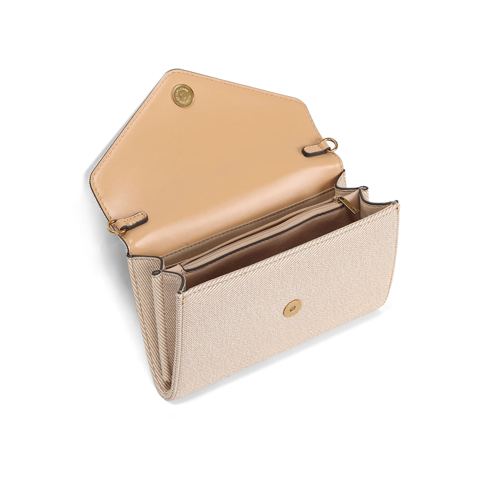 Bolsa Envelope Canvas Bege Alça Transversal - vista 3 de 3