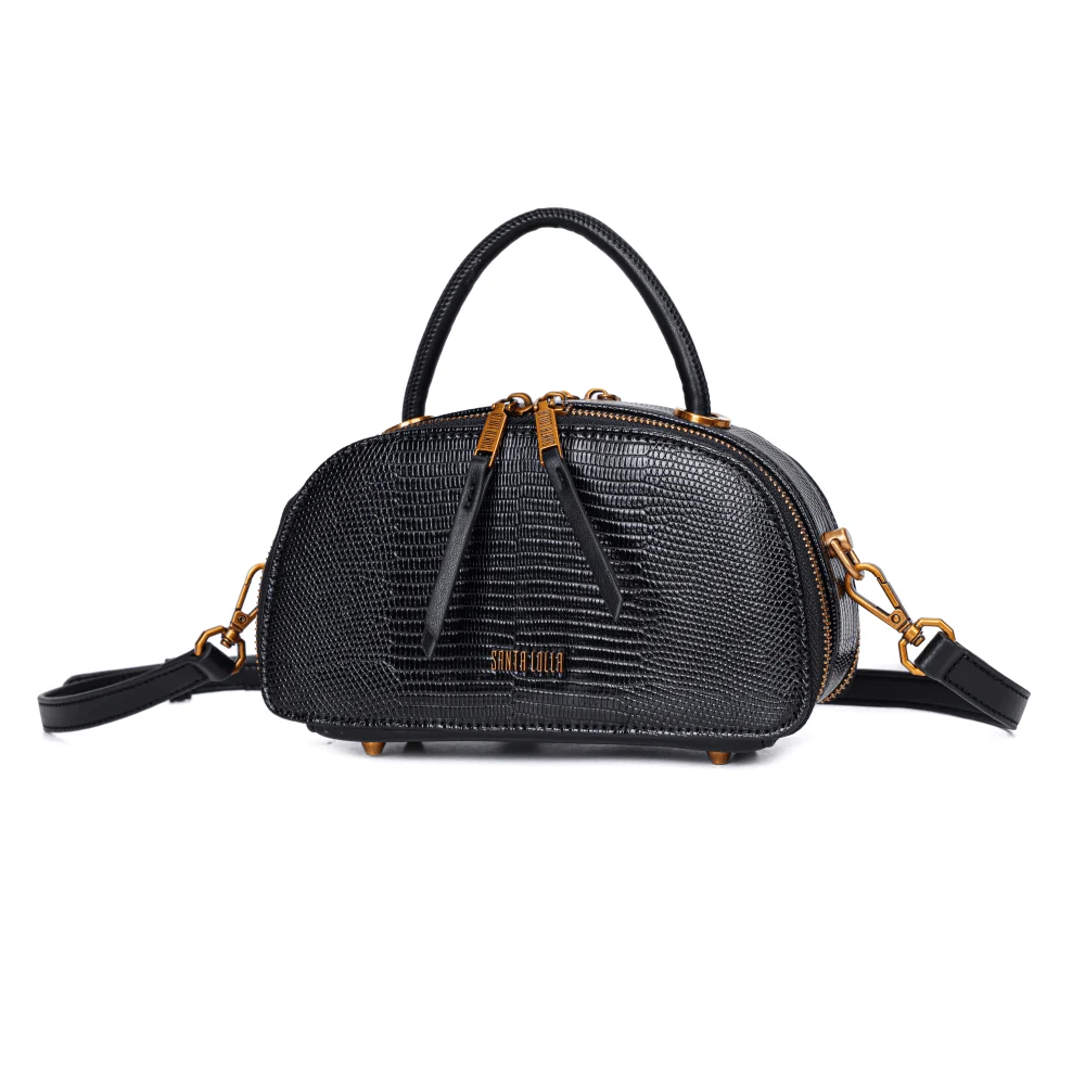 Bolsa Lizard Preta Duas Alças - vista 4 de 8
