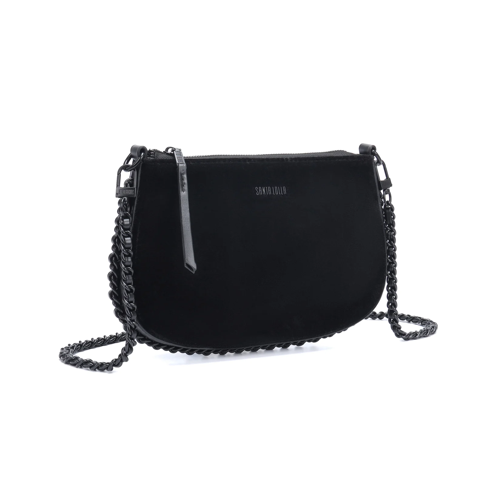 Bolsa Pequena Veludo Preta Alça Transversal - vista 2 de 5