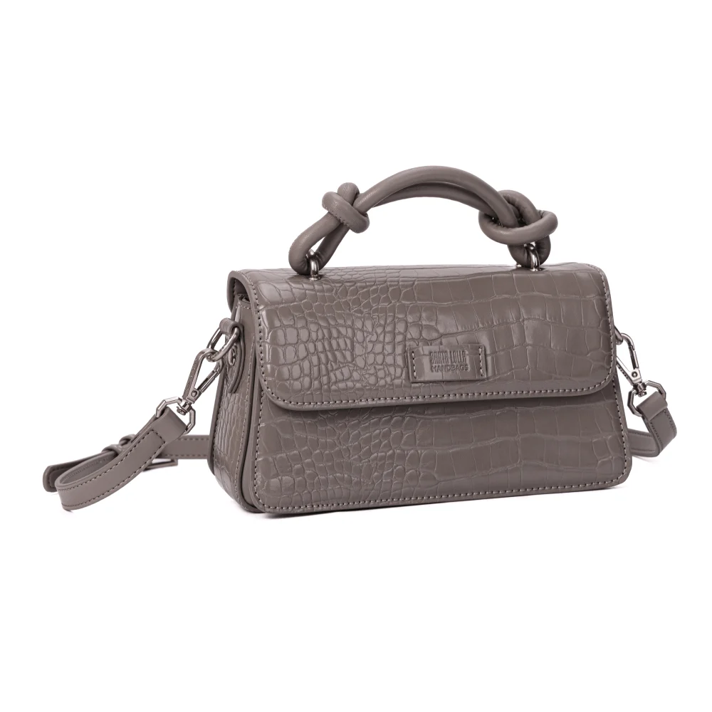 Bolsa Pequena Croco Cinza Duas Alças - vista 2 de 6