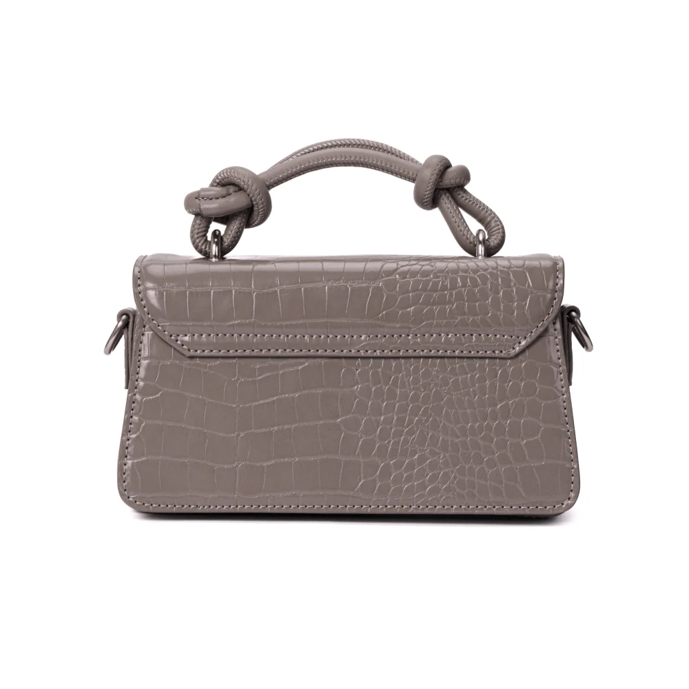 Bolsa Pequena Croco Cinza Duas Alças - vista 5 de 6