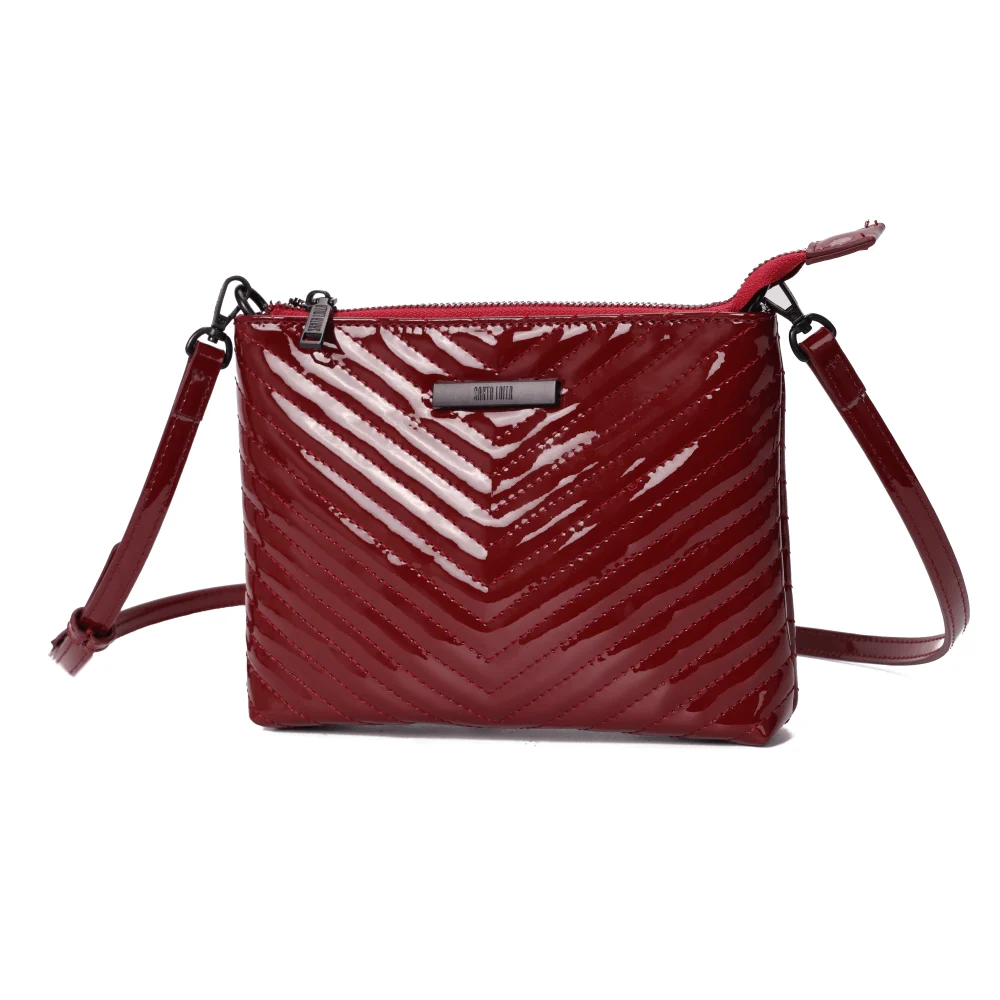 Bolsa Clutch Verniz Vermelho  Merlot Alça Transversal - vista 3 de 7