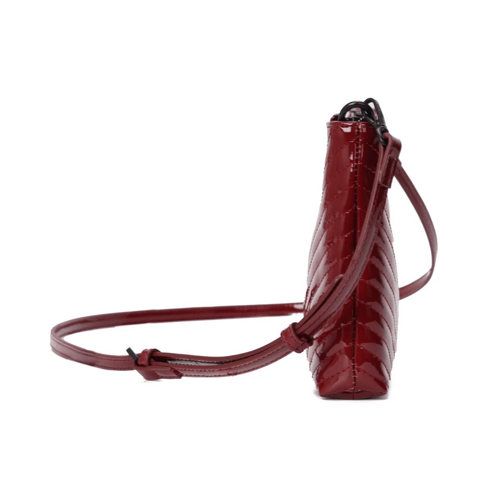 Bolsa Clutch Verniz Vermelho  Merlot Alça Transversal - vista 4 de 7