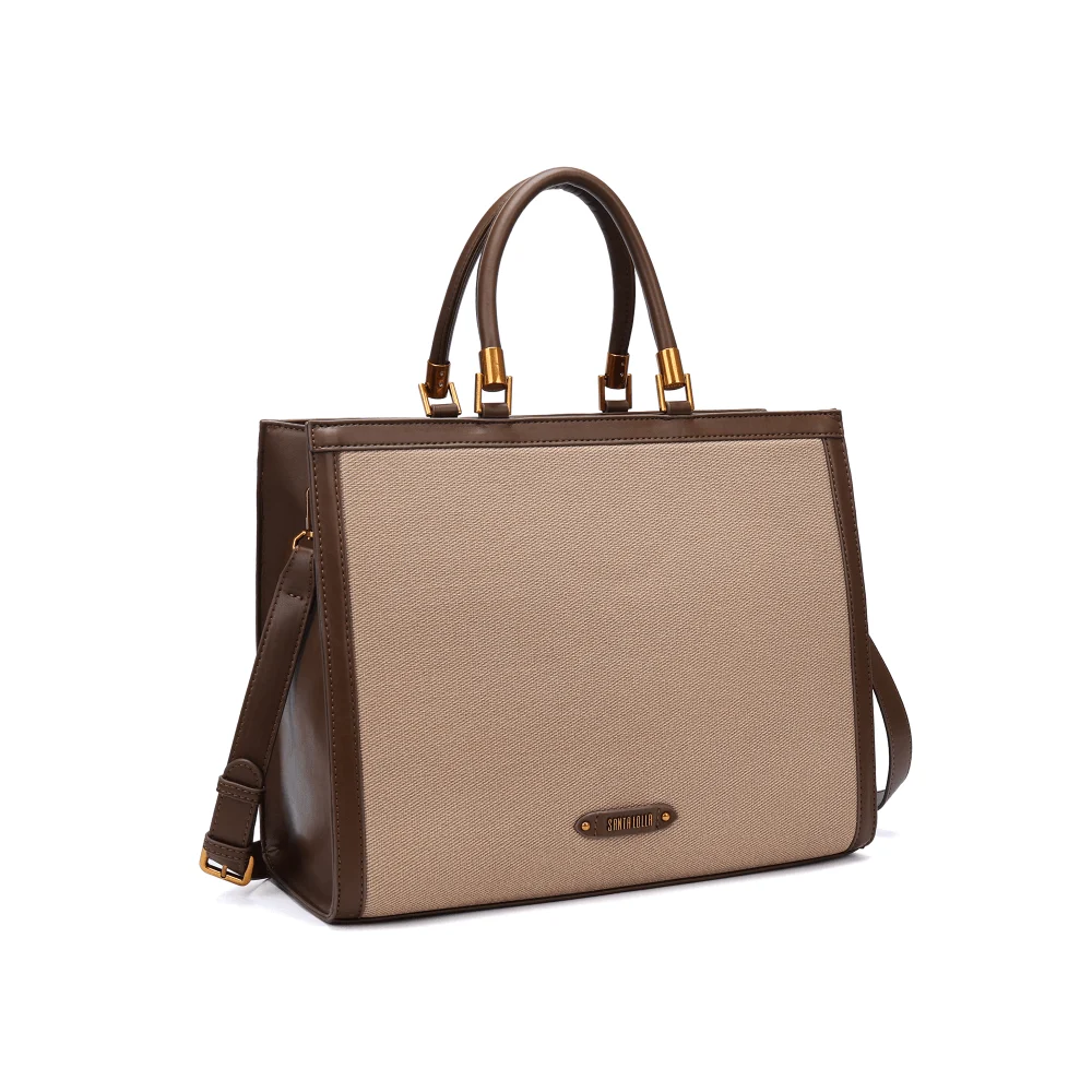 Bolsa Tote Canvas Marrom Duas Alças - vista 2 de 4