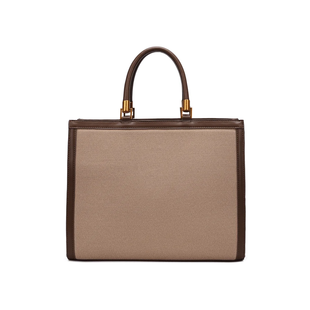 Bolsa Tote Canvas Marrom Duas Alças - vista 3 de 4