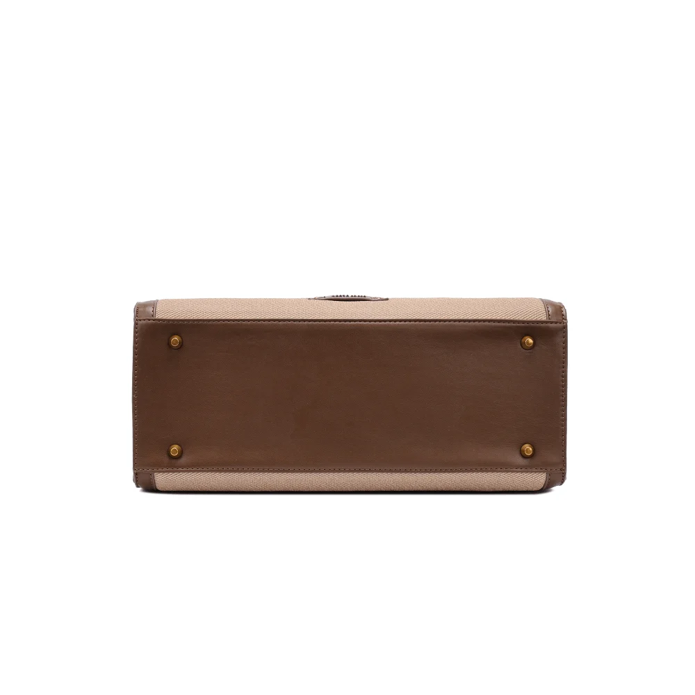 Bolsa Tote Canvas Marrom Duas Alças - vista 4 de 4