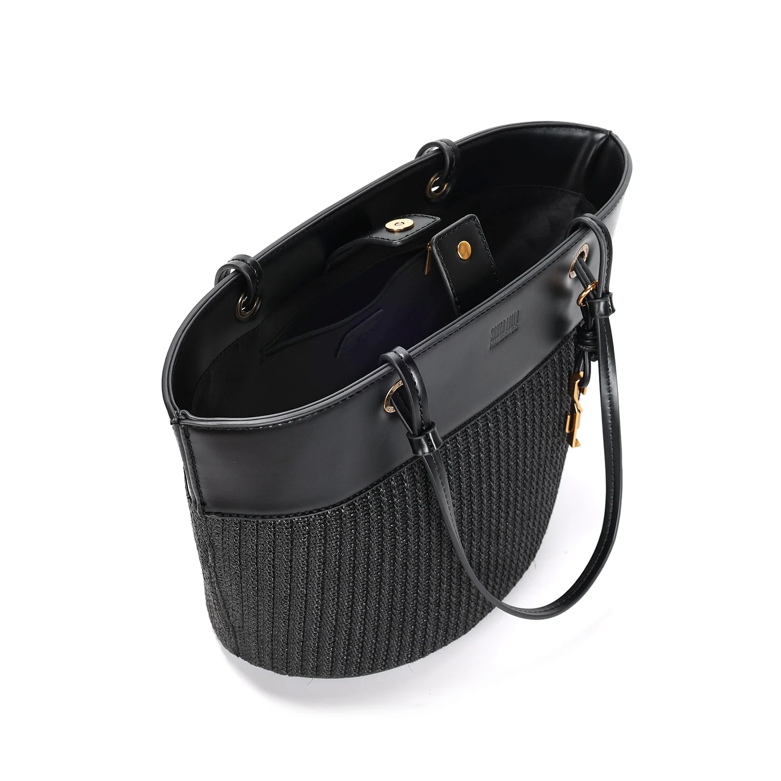 Bolsa Grande Tramado Preta Alça De Ombro - vista 3 de 3