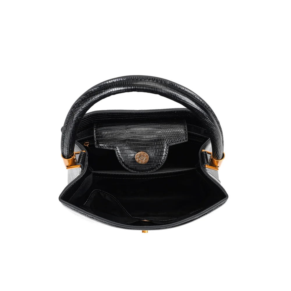 Bolsa Tote Lizard Preta Duas Alças - vista 7 de 7
