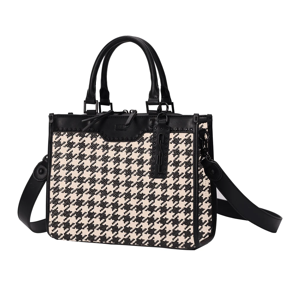 Bolsa Tramado Preta E Branca Duas Alças - vista 3 de 4