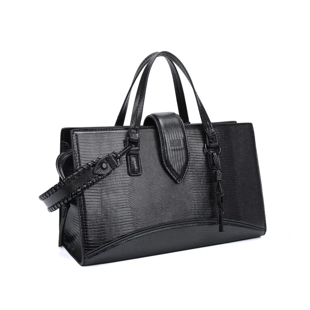 Bolsa Lizard Preta Duas Alças - vista 2 de 5